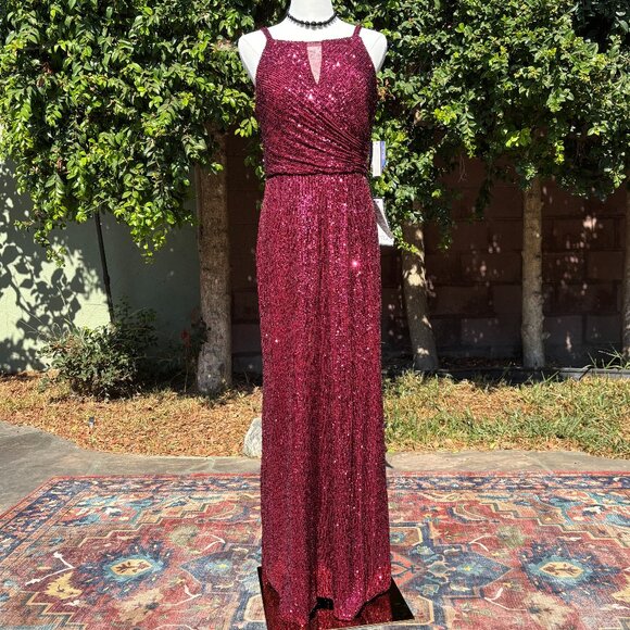 R & M Richards Dresses & Skirts - NWT R & M Richards Sequin Gowl | Burgundy Size 10 | Sleeveless Formal Dress